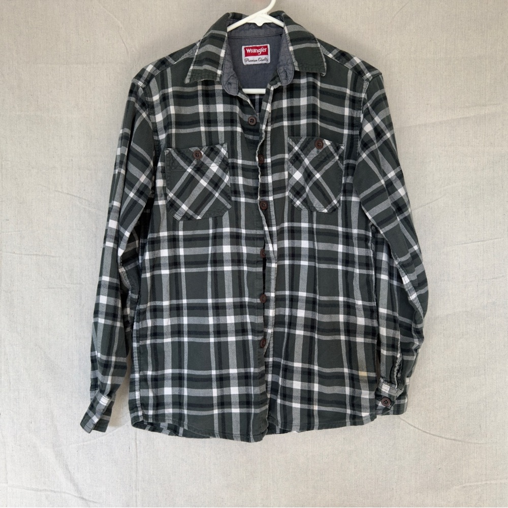 Wrangler Green and Grey Plaid Shirt - Picture 5 of 6